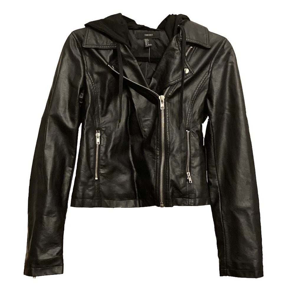 Forever 21 vegan leather moto jacket, size small, NWT